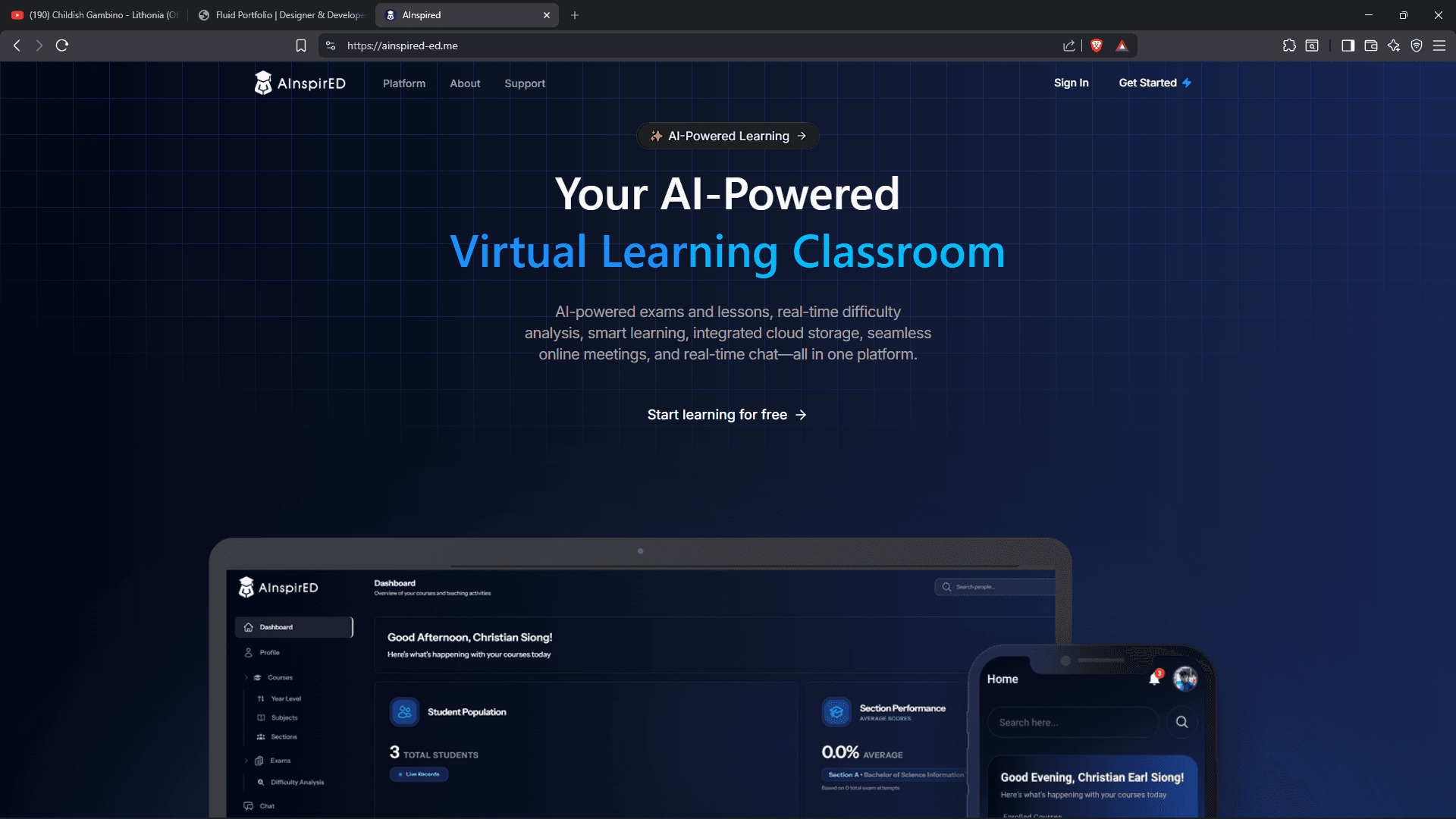 AInspirED AI integrated virtual learning classroom